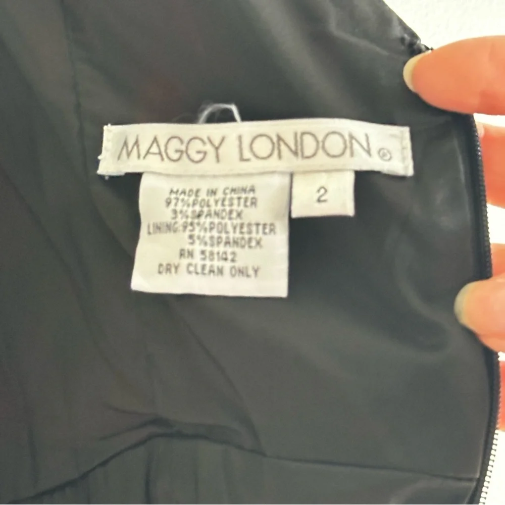 Maggy London Pink, Black and Grey Floral Satin Dress